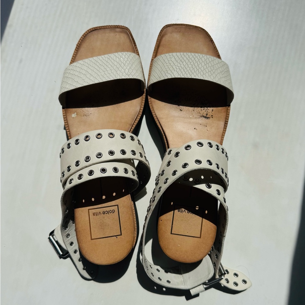 Dolce Vita White and Tan Strappy Sandals